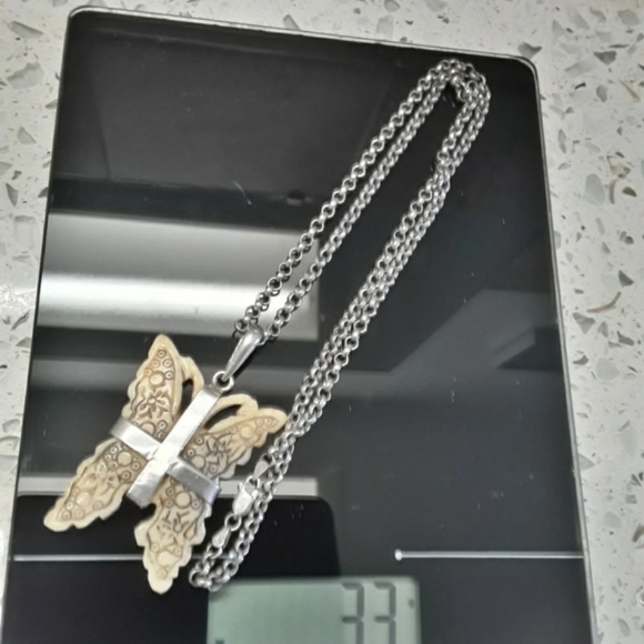 Vtg Sterling Butterfly Necklace - Picture 2 of 6